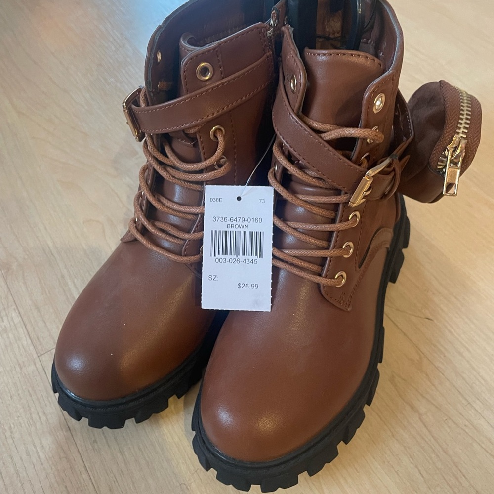 Toddler Girls Brown faux leather boots (11C)